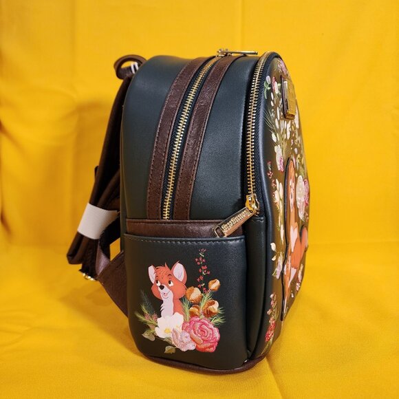 Loungefly Disney The Fox and The Hound Copper & Todd Floral Mini Backpack NEW - Picture 4 of 13